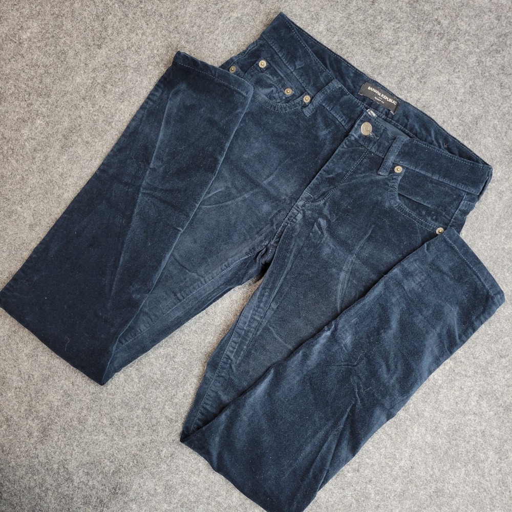Banana Republic Pants Womens 25/0R Navy Blue Suede Stretch Skinny Fit Comfort